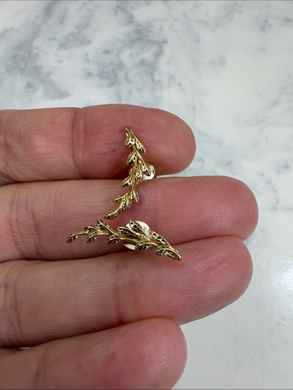 Sezane Gold Leaf Drop Stud Earrings